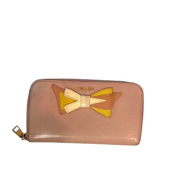 Prada Tricolor Patent Bow Leather Wallet*Good Pre-Loved Condition - Picture 1 of 8